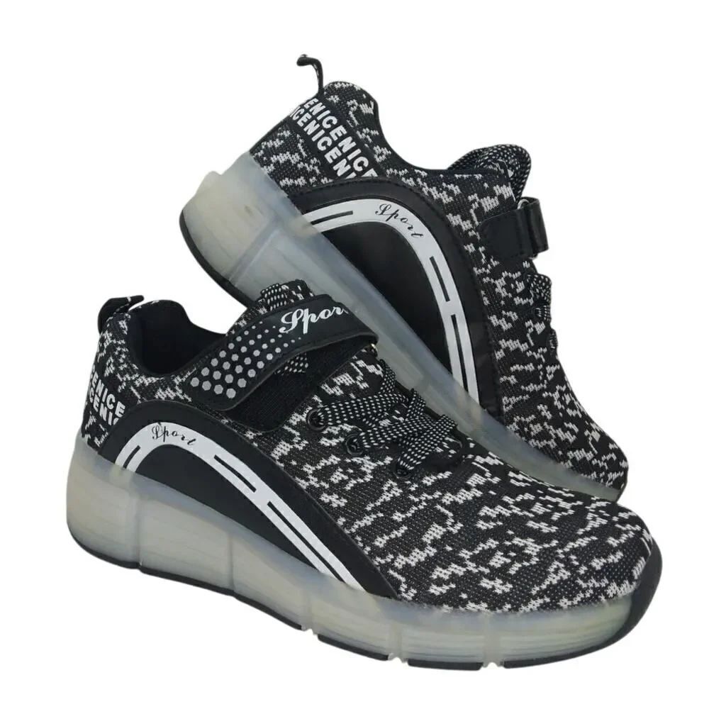 Sport Womens LED NEW w/Box Black & White Roller Sneakers - sz. 5 1/2 LIGHTUP!!
